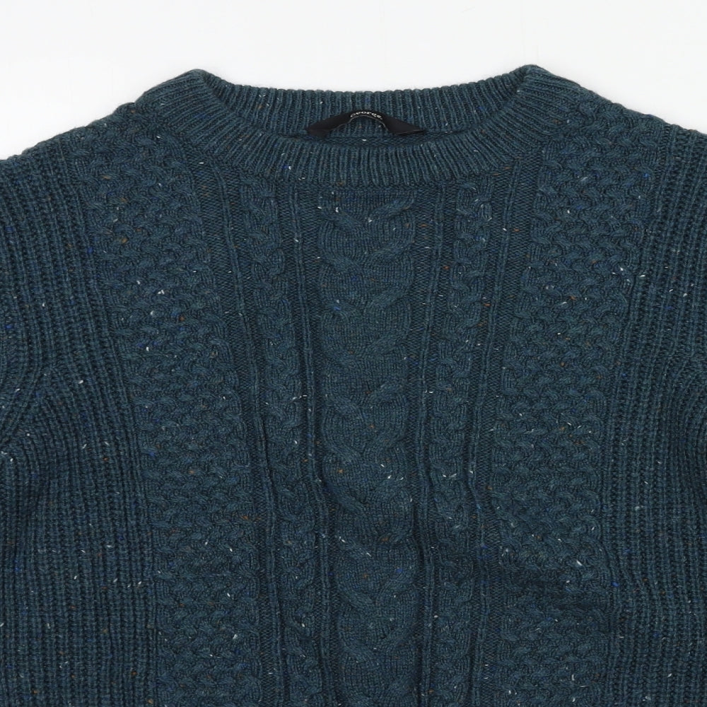 George Mens Blue Round Neck  Acrylic Pullover Jumper Size S