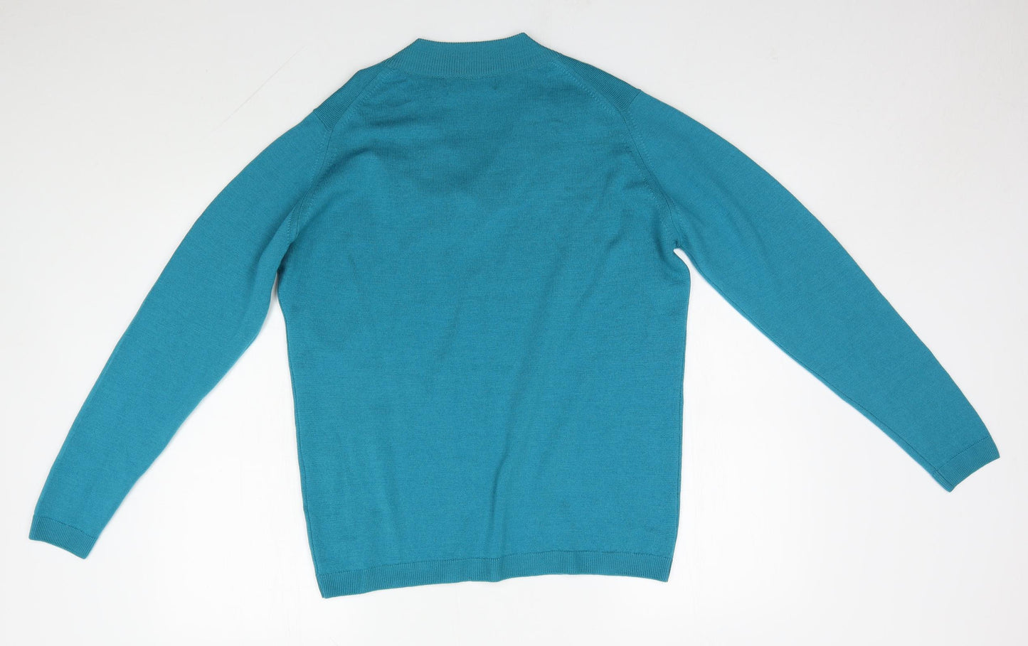EWM Womens Blue V-Neck  Wool Pullover Jumper Size M