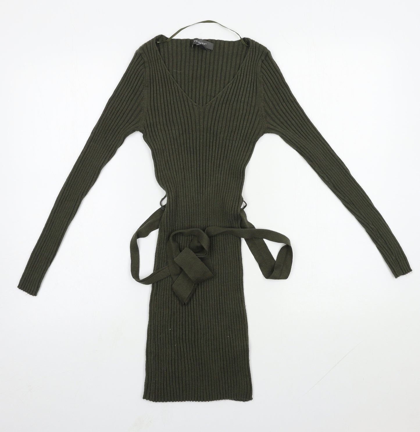 Primark Womens Green  Viscose Jumper Dress  Size S  V-Neck
