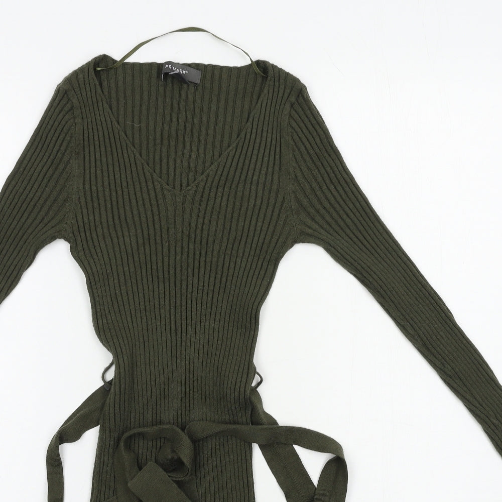 Primark Womens Green  Viscose Jumper Dress  Size S  V-Neck