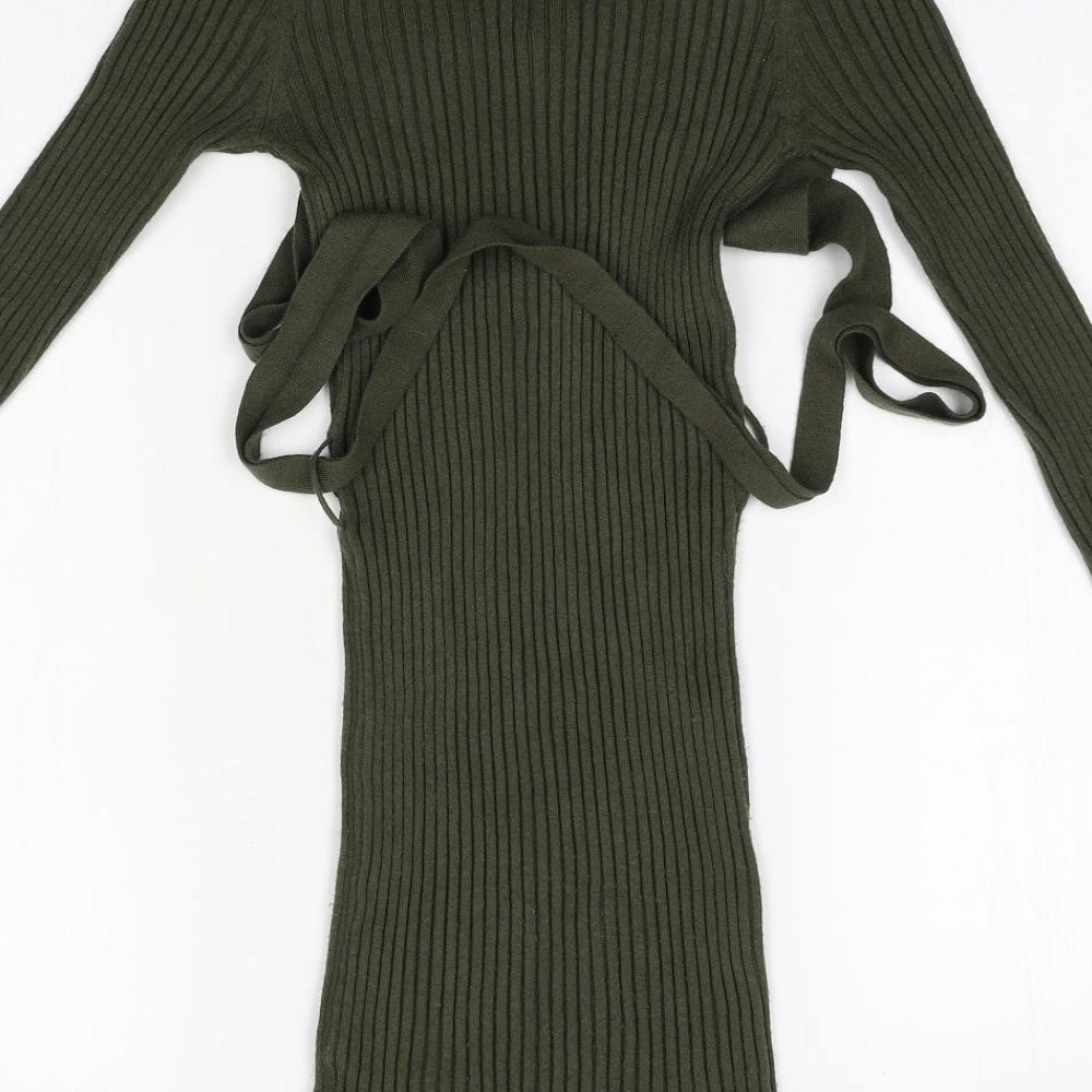Primark Womens Green  Viscose Jumper Dress  Size S  V-Neck