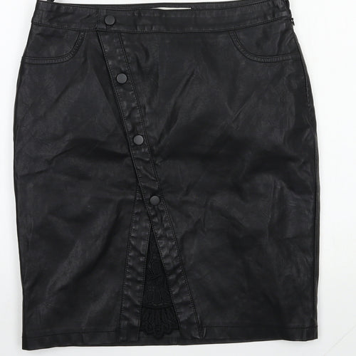 Noisy may Womens Black  Polyurethane Straight & Pencil Skirt Size M