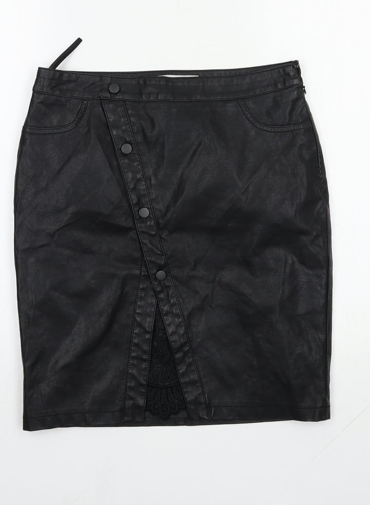 Noisy may Womens Black Polyurethane Straight & Pencil Skirt Size M