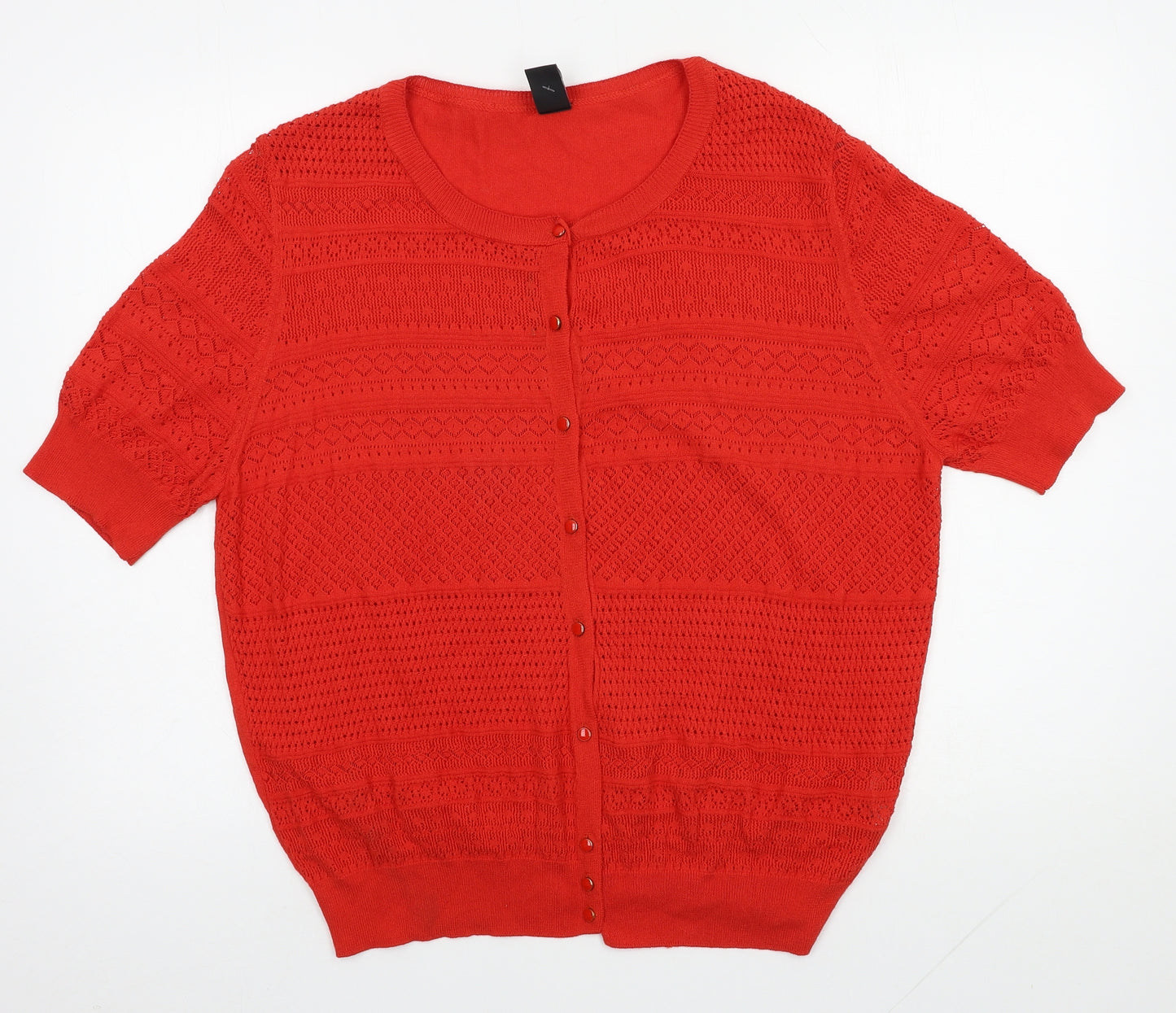 TU Womens Orange Round Neck  Viscose Cardigan Jumper Size 20