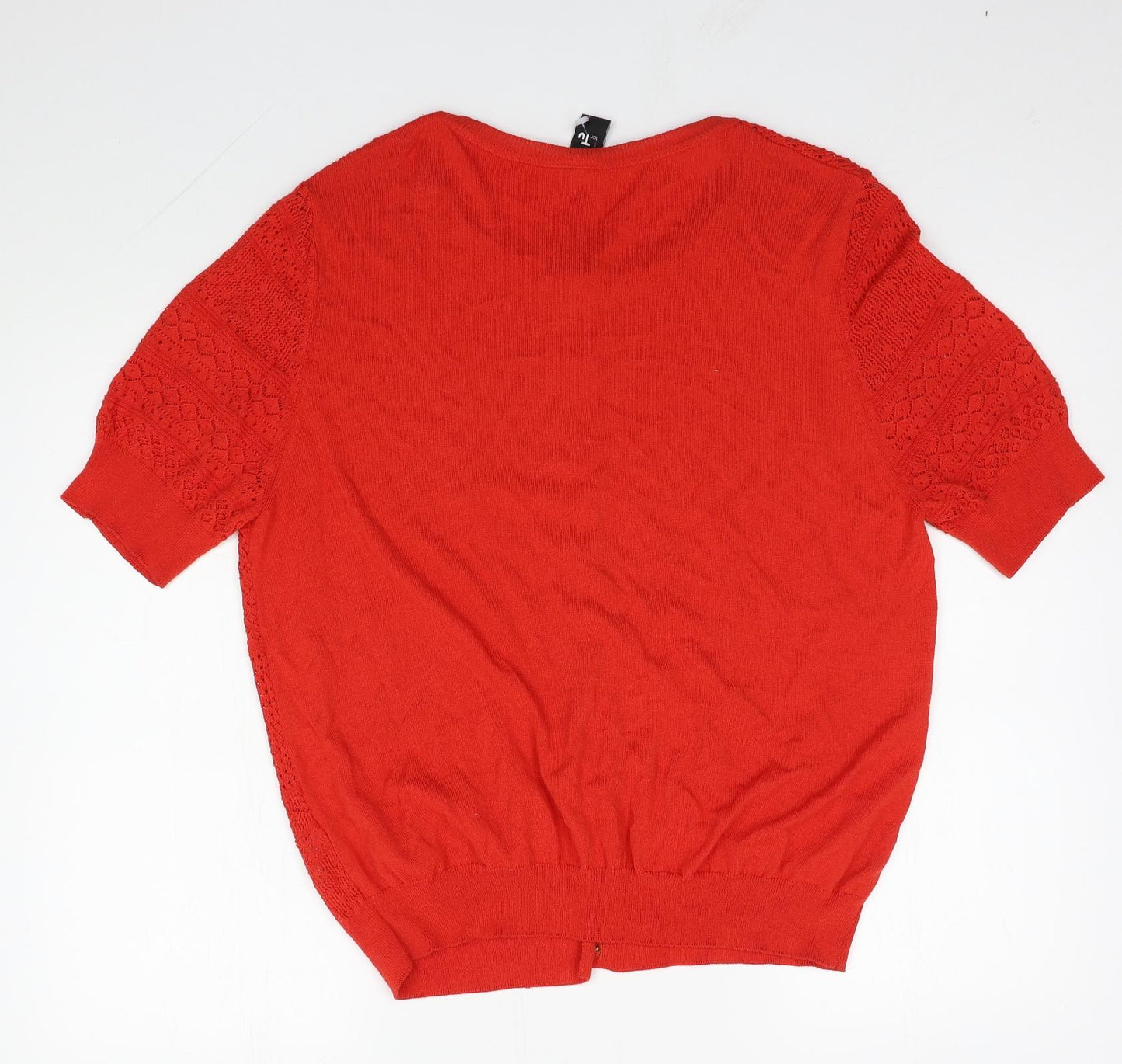 TU Womens Orange Round Neck  Viscose Cardigan Jumper Size 20
