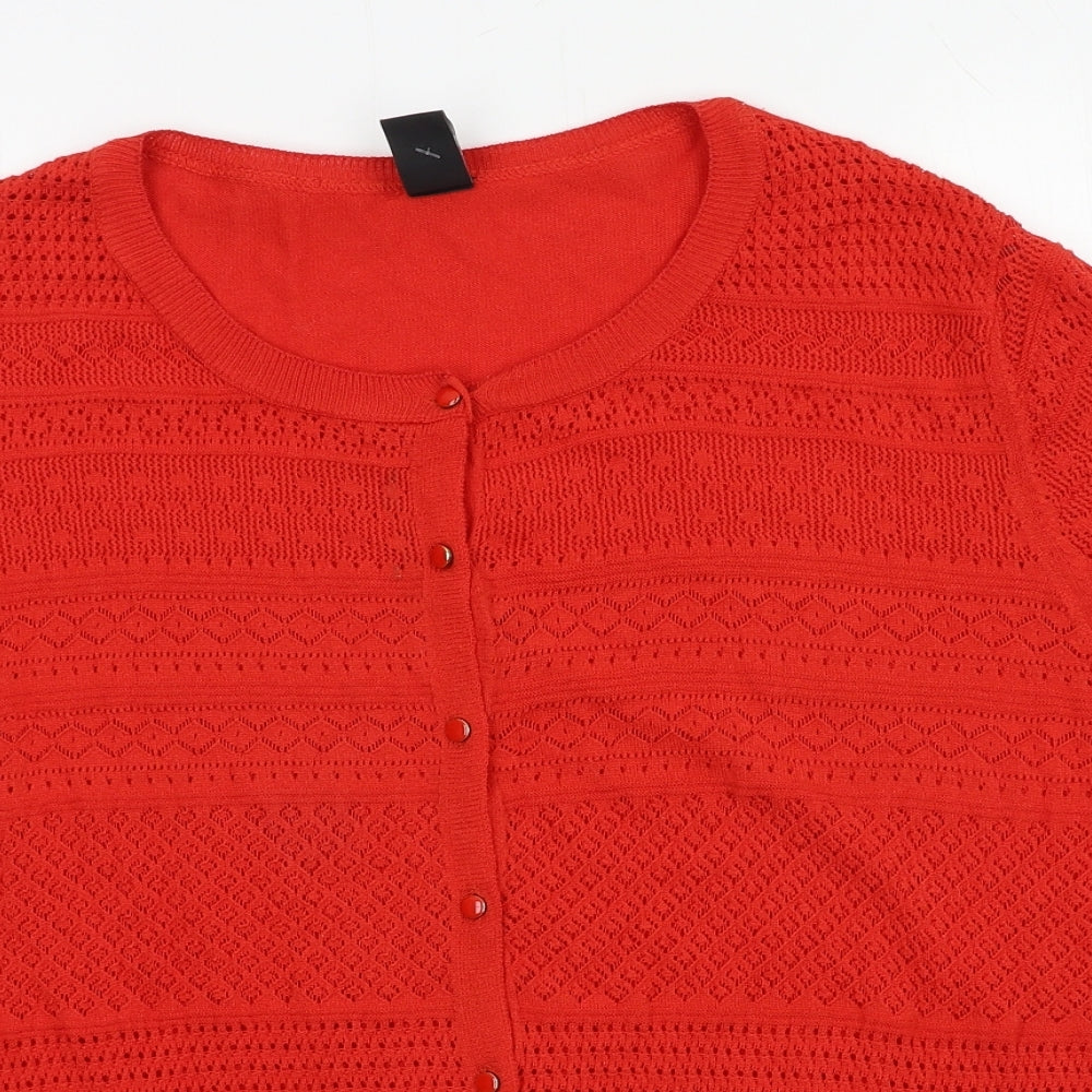TU Womens Orange Round Neck  Viscose Cardigan Jumper Size 20
