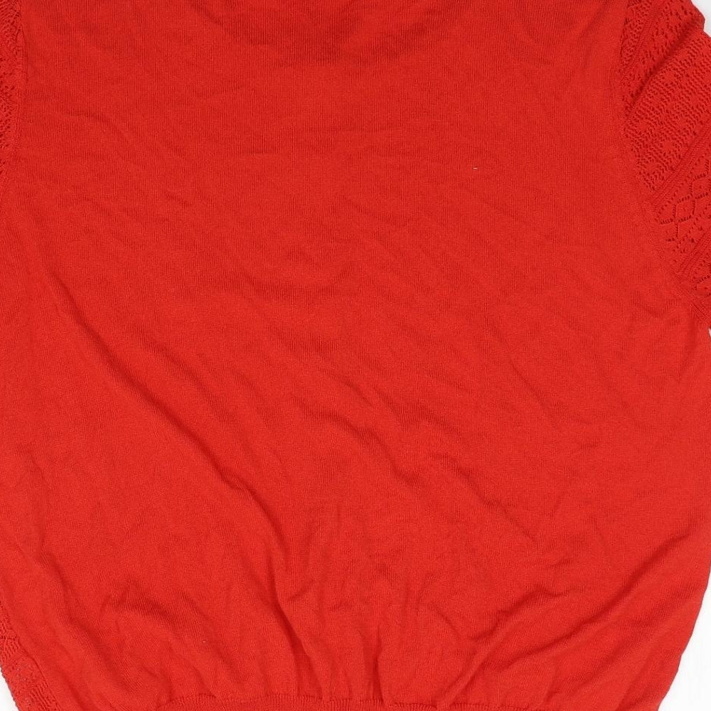 TU Womens Orange Round Neck  Viscose Cardigan Jumper Size 20