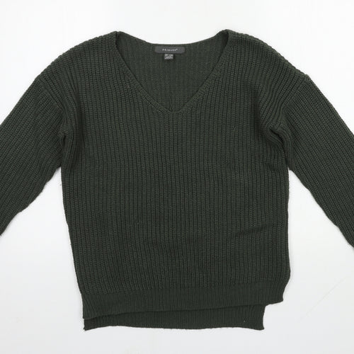 Primark Womens Green V-Neck  Acrylic Pullover Jumper Size XS