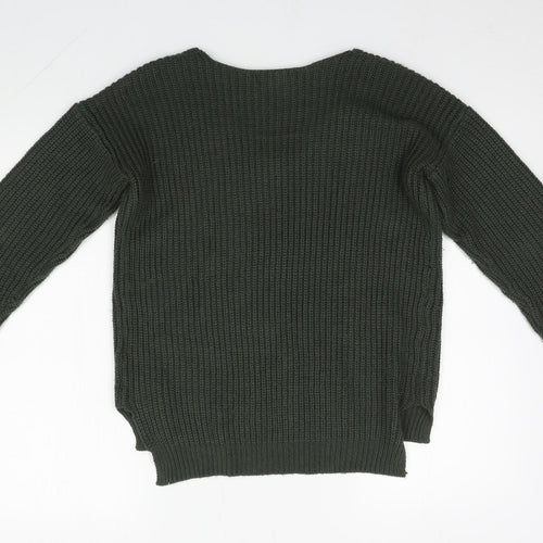 Primark Womens Green V-Neck  Acrylic Pullover Jumper Size XS