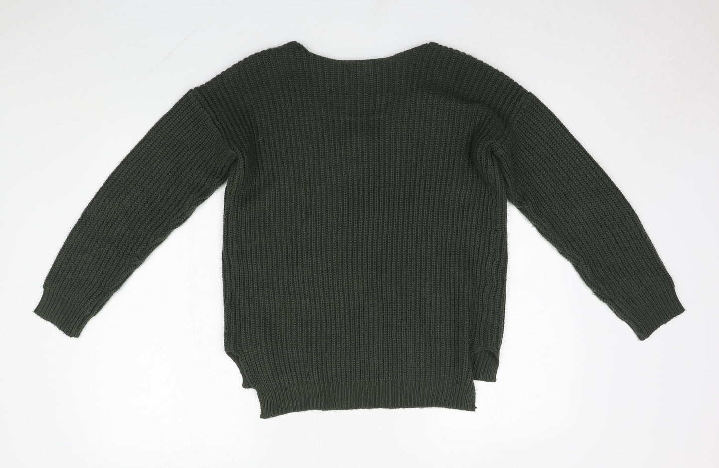 Primark Womens Green V-Neck  Acrylic Pullover Jumper Size XS
