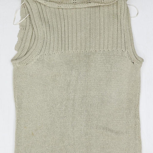 David Emanuel Womens Beige V-Neck  Acrylic Cardigan Jumper Size 12