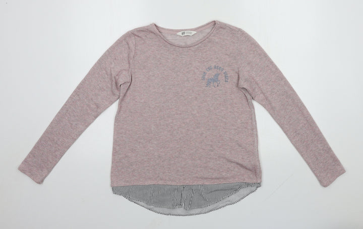H&M Girls Pink Round Neck  Polyester Pullover Jumper Size 12-13 Years