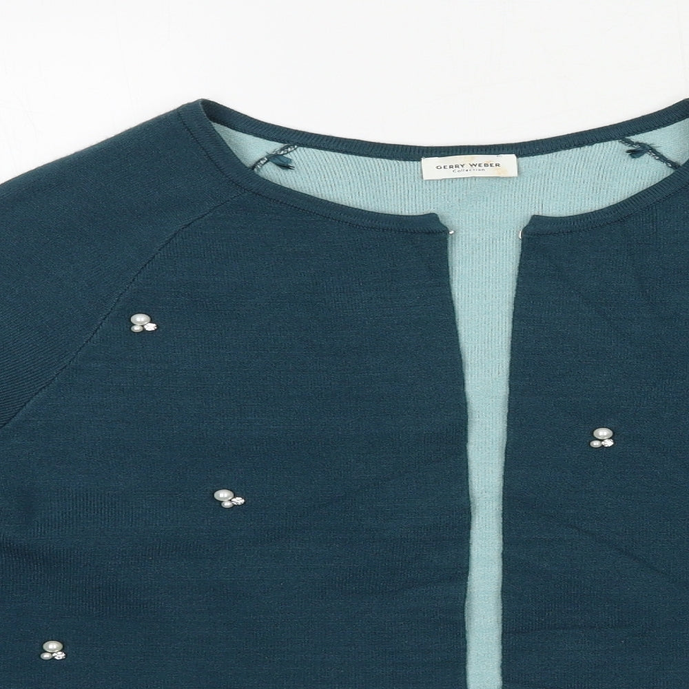 Gerry Weber Womens Green Round Neck  Viscose Cardigan Jumper Size 14