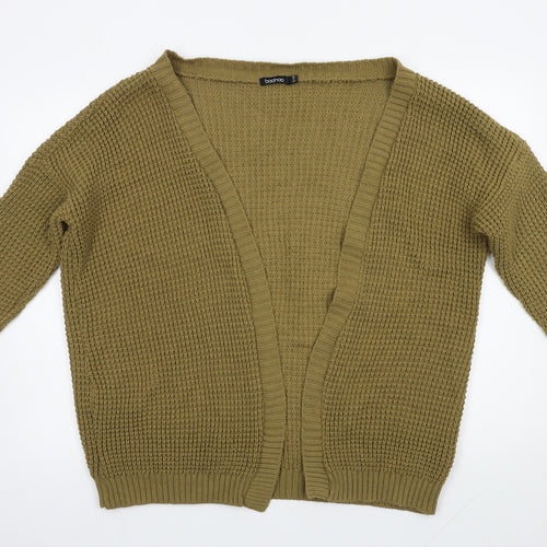 Boohoo Womens Brown V-Neck  Acrylic Cardigan Jumper Size S