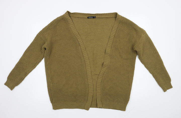Boohoo Womens Brown V-Neck Acrylic Cardigan Jumper Size S