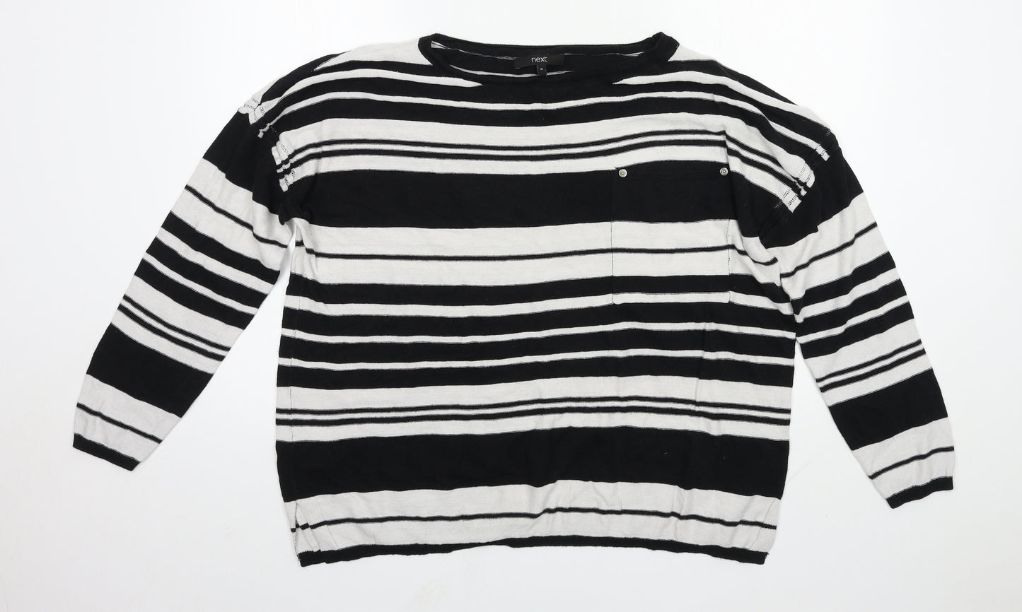 NEXT Womens Multicoloured Round Neck Striped Cotton Pullover Jumper Size 16