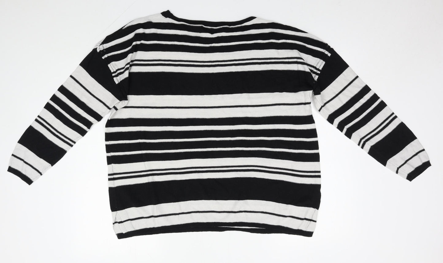 NEXT Womens Multicoloured Round Neck Striped Cotton Pullover Jumper Size 16