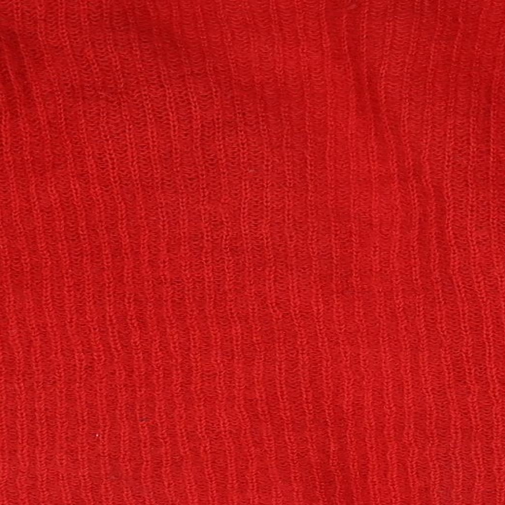 M&S Womens Red Round Neck  Acrylic Cardigan Jumper Size 10