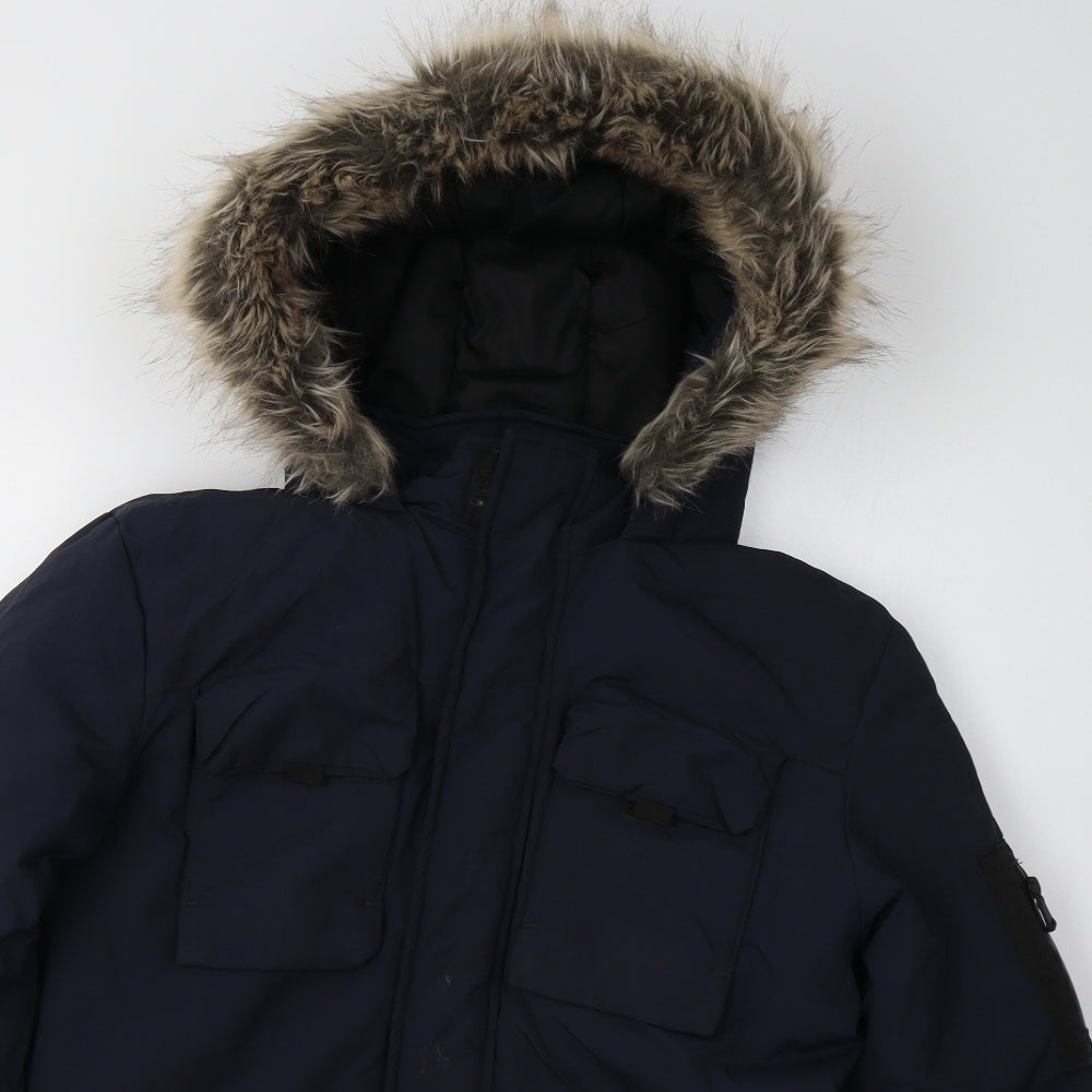 M&S Boys Blue   Puffer Jacket Coatigan Size 13-14 Years
