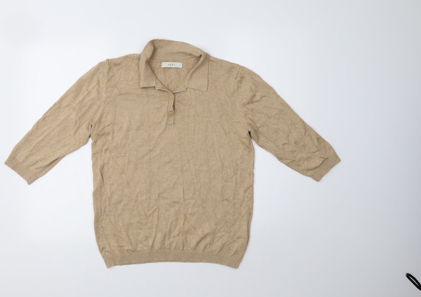 ADPT. Womens Beige Collared  Viscose Pullover Jumper Size L