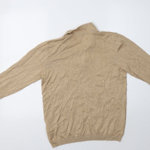 ADPT. Womens Beige Collared  Viscose Pullover Jumper Size L