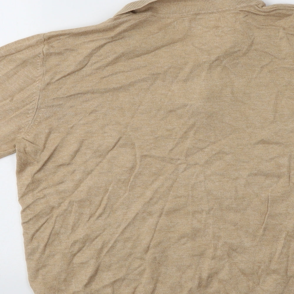 ADPT. Womens Beige Collared  Viscose Pullover Jumper Size L
