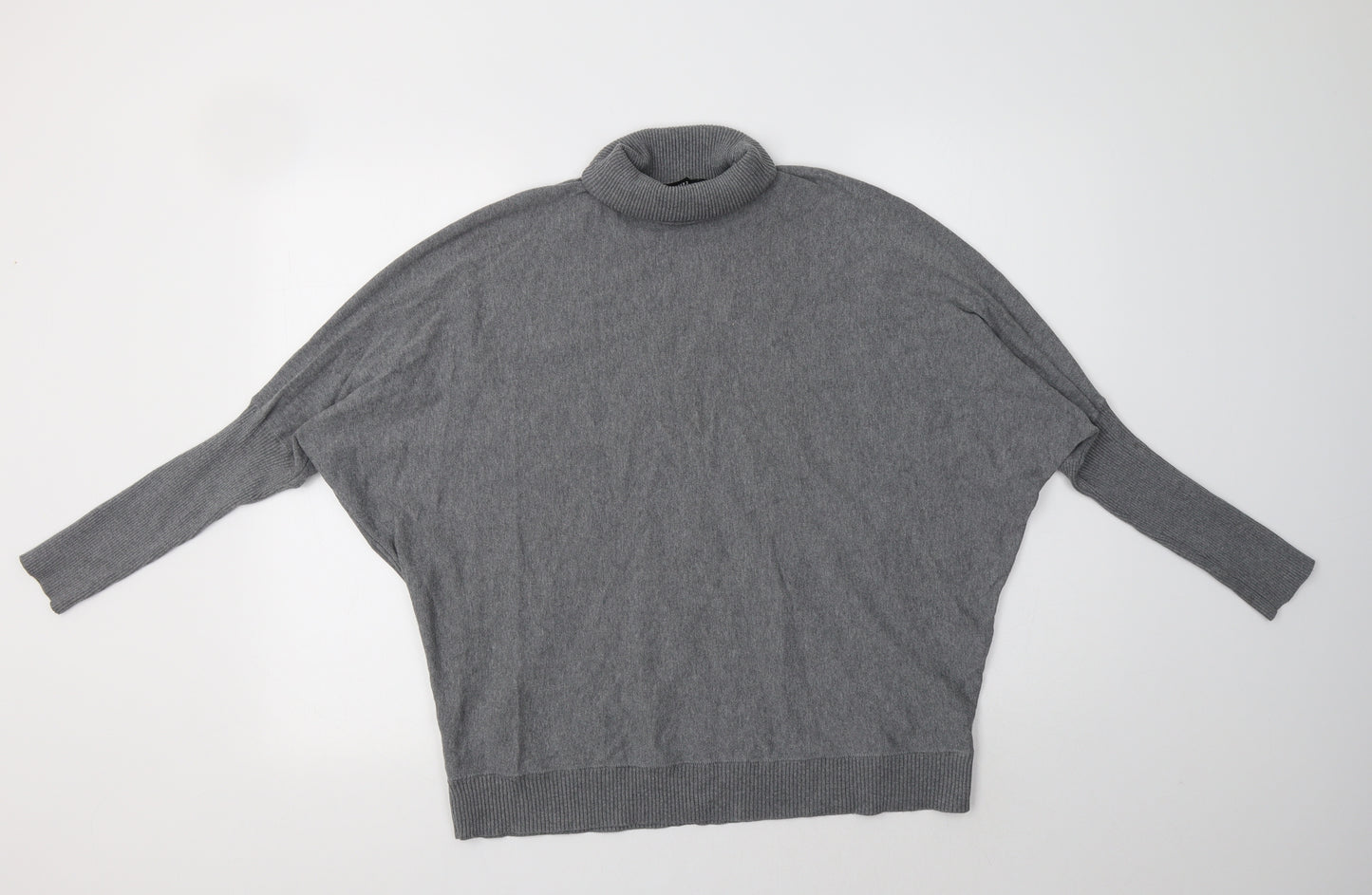 FOREVER 21 Womens Grey Roll Neck  Cotton Pullover Jumper Size S