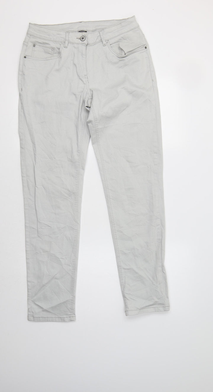 Upz Fashion Womens Grey Cotton Straight Jeans Size 12 L31 in Regular