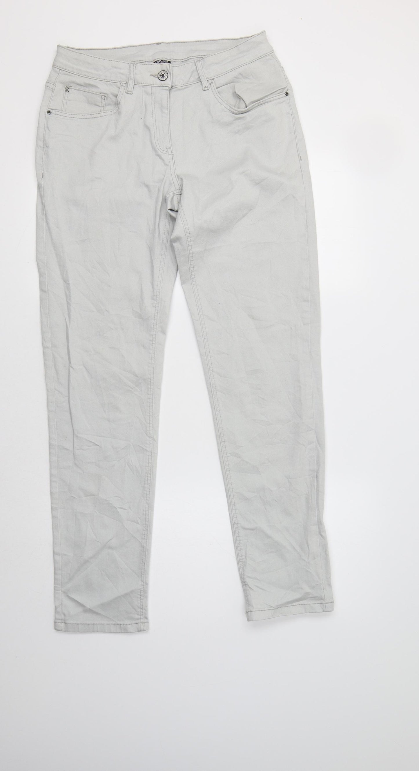 Upz Fashion Womens Grey  Cotton Straight Jeans Size 12 L31 in Regular