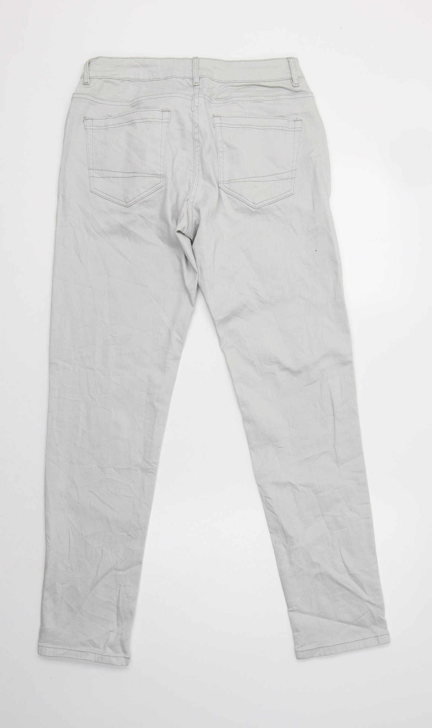 Upz Fashion Womens Grey  Cotton Straight Jeans Size 12 L31 in Regular