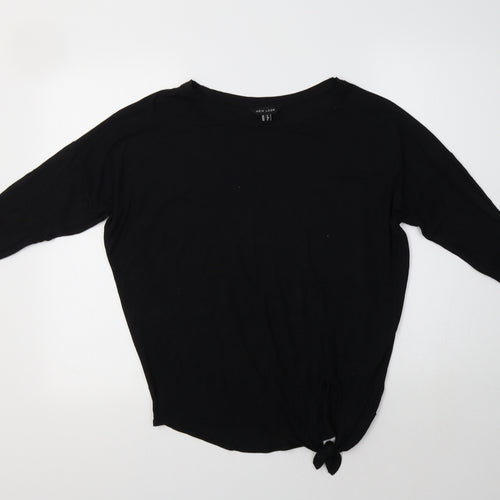 New Look Womens Black  Viscose Basic Polo Size 8 Crew Neck