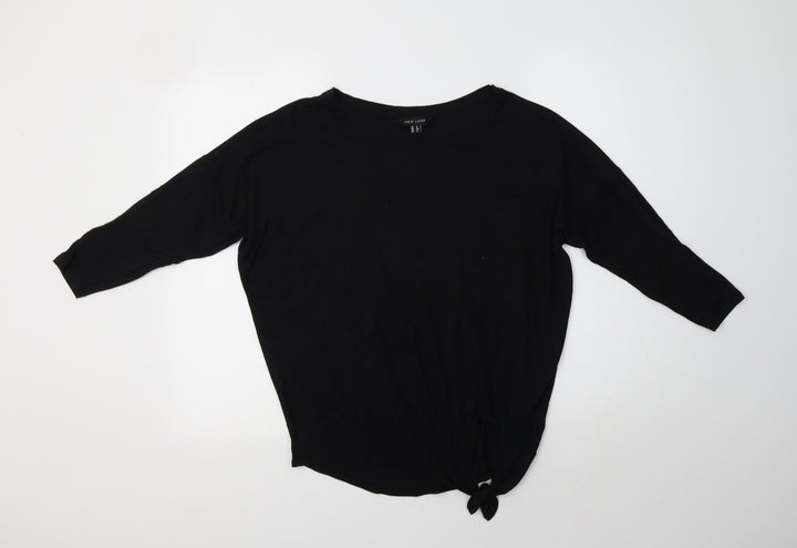 New Look Womens Black Viscose Basic Polo Size 8 Crew Neck