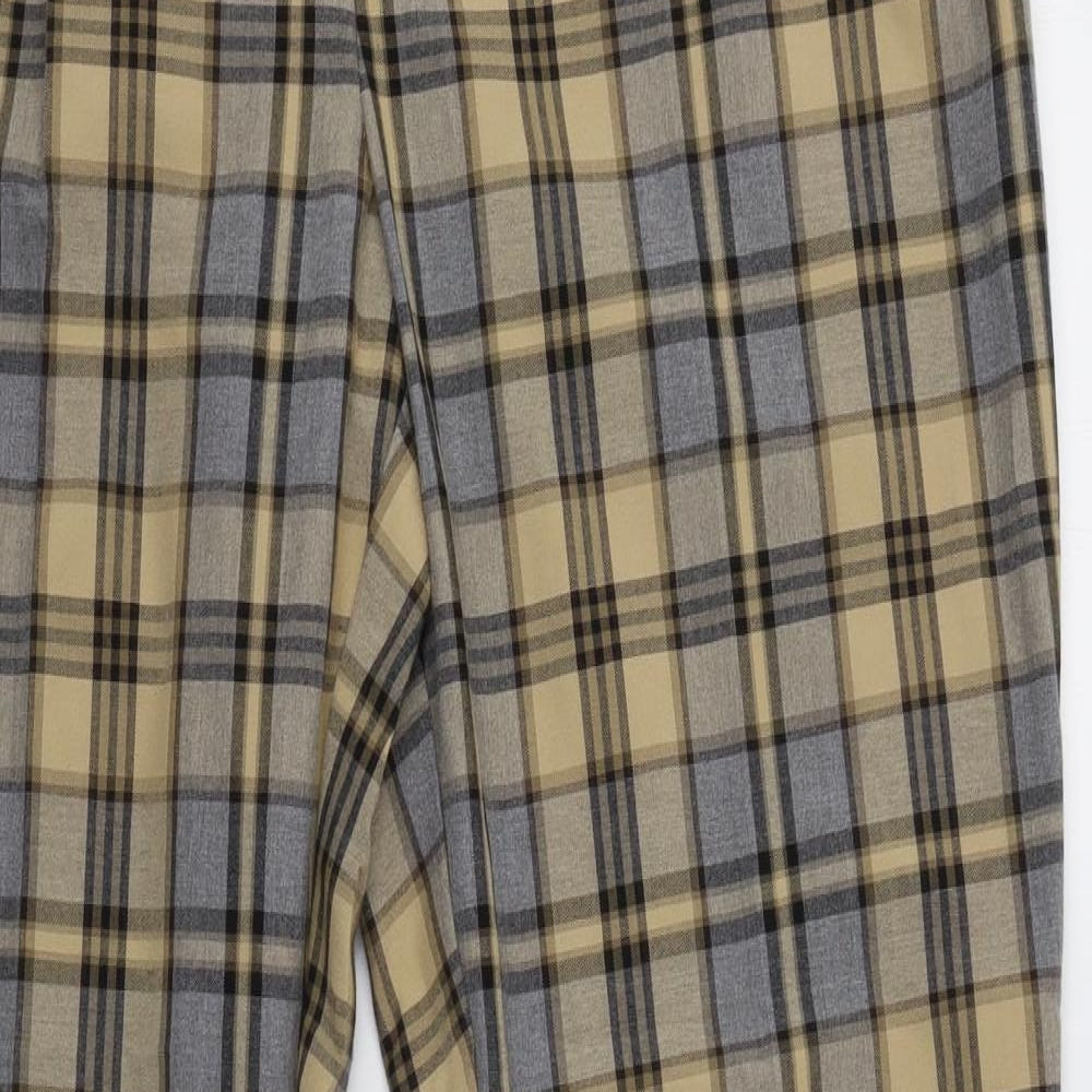 Primark Womens Beige Check Polyester Trousers  Size 16 L25 in Regular