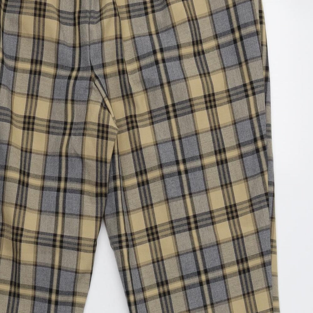 Primark Womens Beige Check Polyester Trousers  Size 16 L25 in Regular
