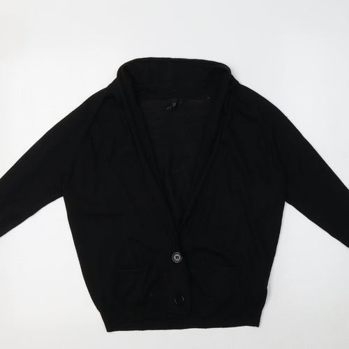 Topshop Womens Black V-Neck  Acrylic Shrug Jumper Size 8
