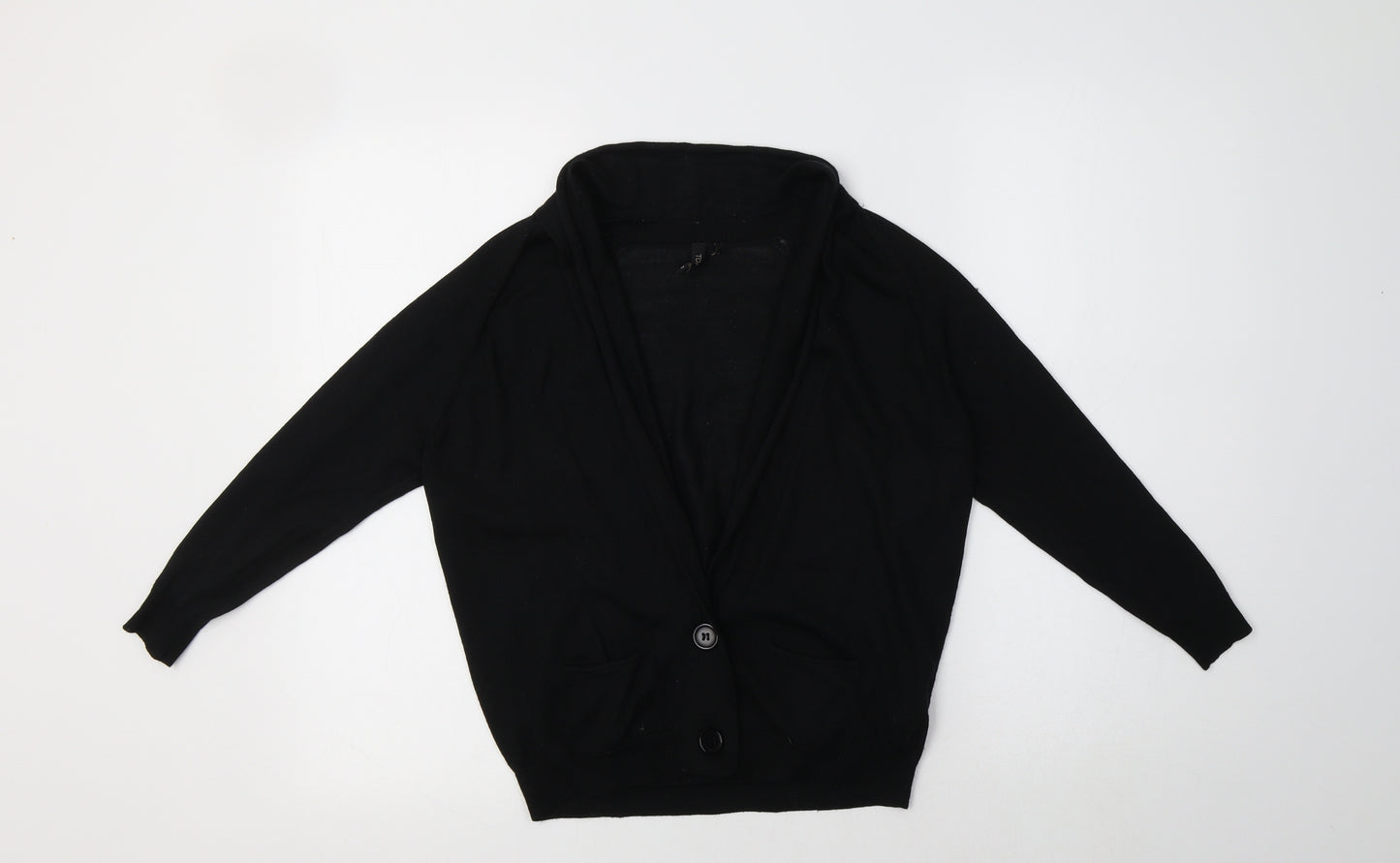 Topshop Womens Black V-Neck  Acrylic Shrug Jumper Size 8