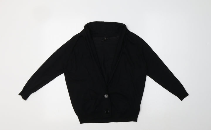 Topshop Womens Black V-Neck  Acrylic Shrug Jumper Size 8