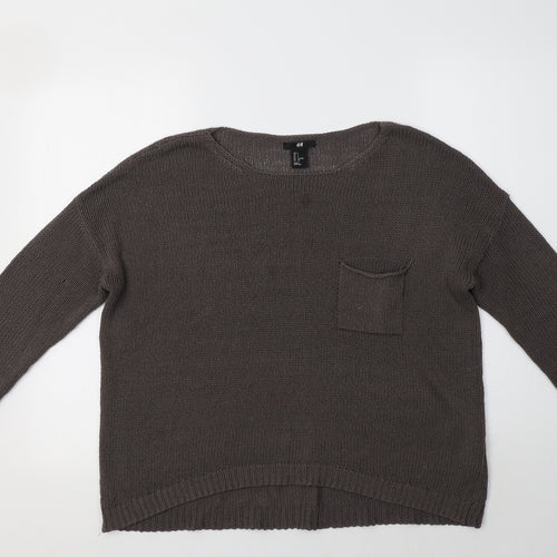 H&M Womens Grey Crew Neck  Acrylic Pullover Jumper Size S