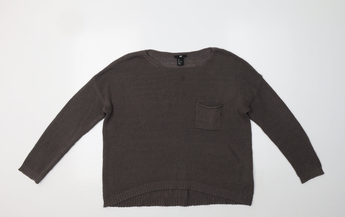 H&M Womens Grey Crew Neck  Acrylic Pullover Jumper Size S