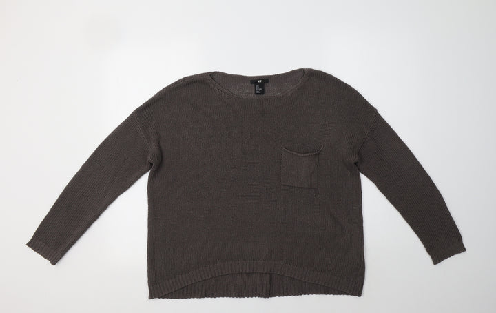H&M Womens Grey Crew Neck  Acrylic Pullover Jumper Size S