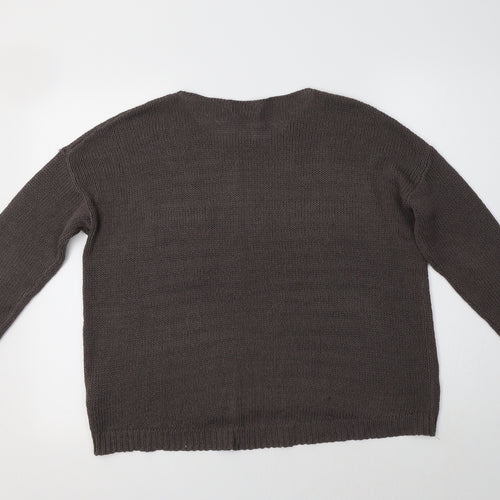 H&M Womens Grey Crew Neck  Acrylic Pullover Jumper Size S