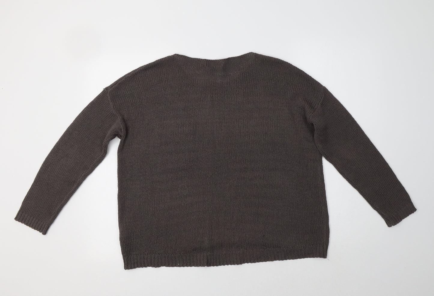 H&M Womens Grey Crew Neck  Acrylic Pullover Jumper Size S