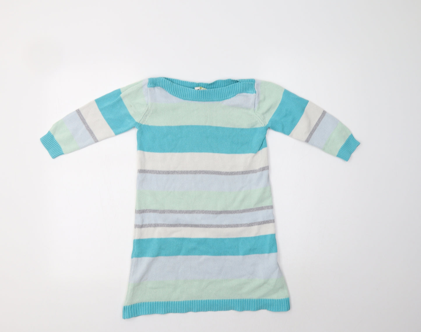Crazy 8 Girls Blue Striped Cotton Jumper Dress  Size 7-8 Years  Boat Neck