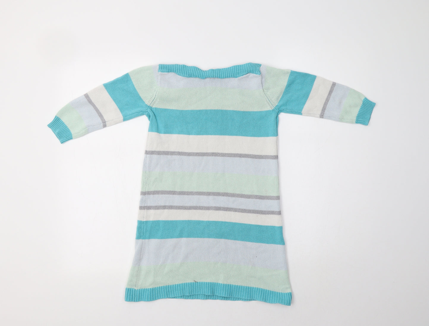 Crazy 8 Girls Blue Striped Cotton Jumper Dress  Size 7-8 Years  Boat Neck