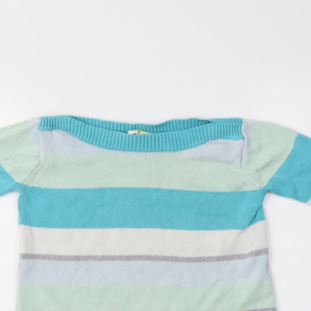 Crazy 8 Girls Blue Striped Cotton Jumper Dress  Size 7-8 Years  Boat Neck
