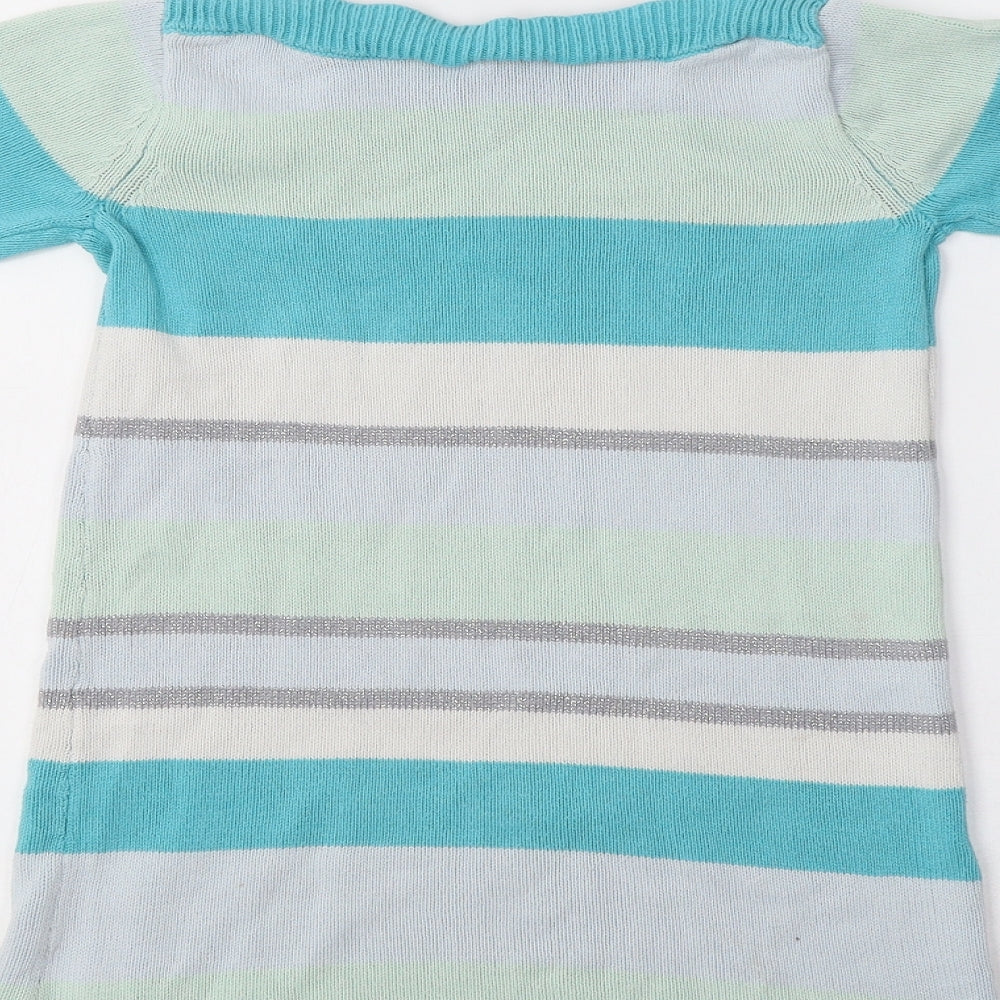 Crazy 8 Girls Blue Striped Cotton Jumper Dress  Size 7-8 Years  Boat Neck