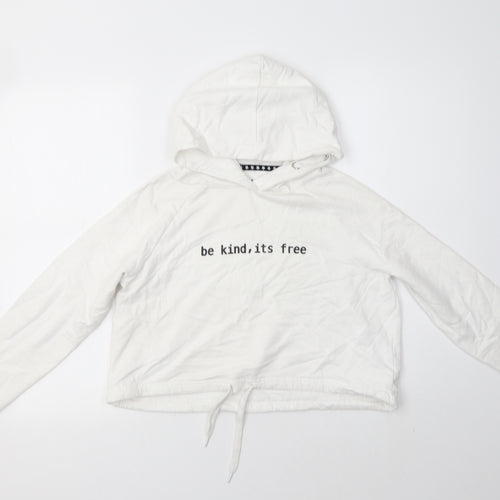 Jeff & Co Girls White  Cotton Pullover Hoodie Size 11-12 Years
