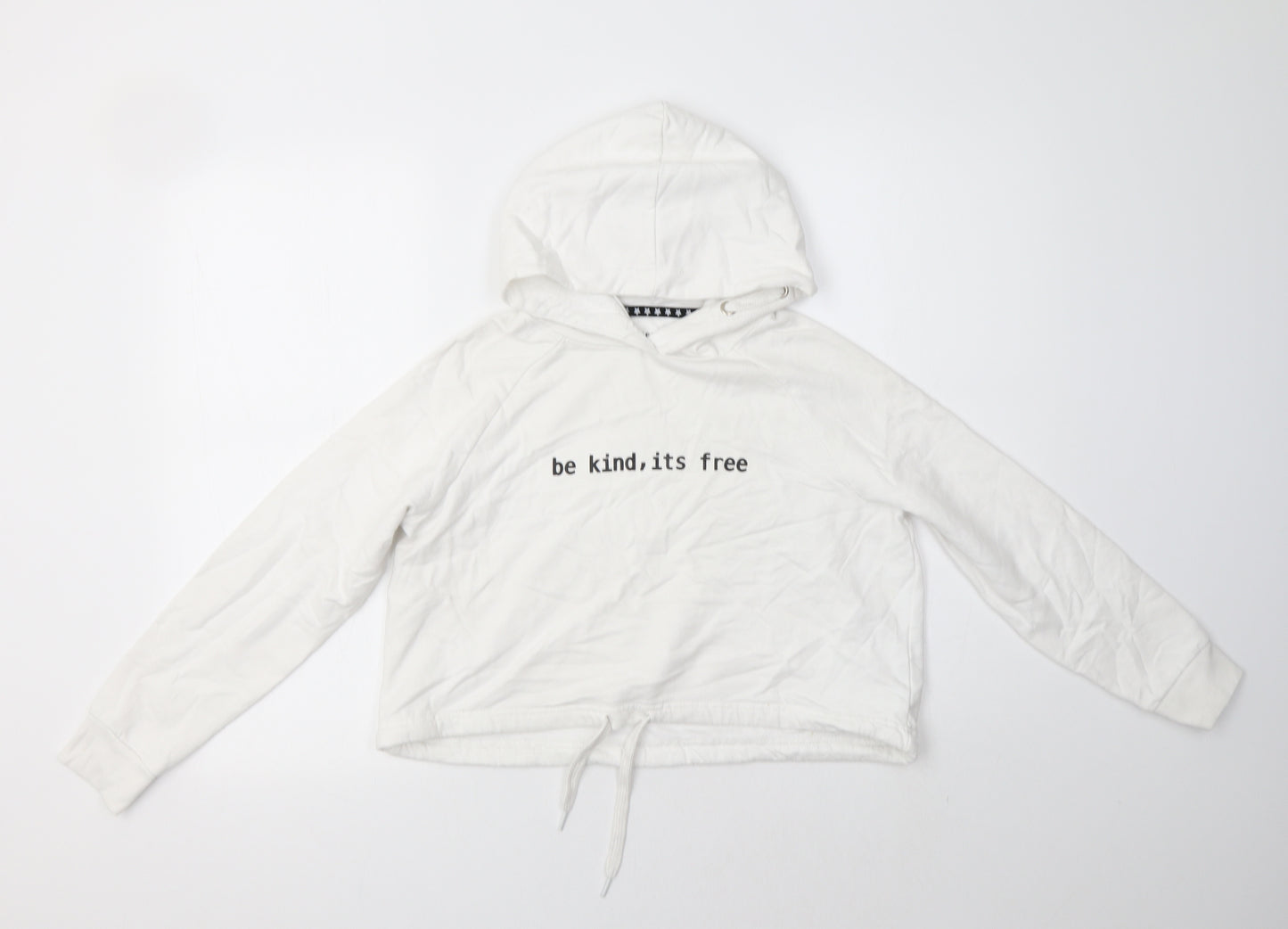 Jeff & Co Girls White  Cotton Pullover Hoodie Size 11-12 Years