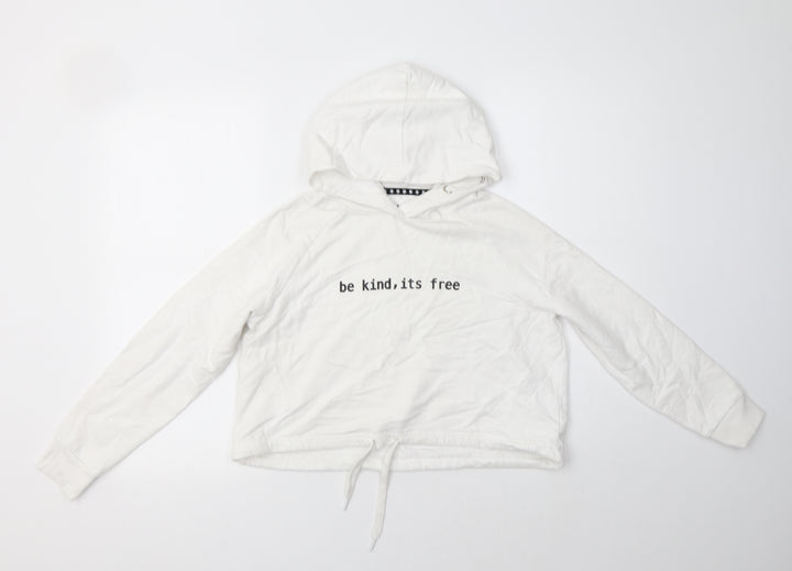 Jeff & Co Girls White  Cotton Pullover Hoodie Size 11-12 Years