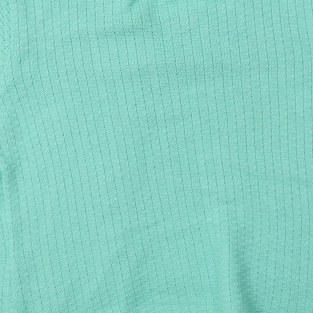 Anamor Womens Green Crew Neck  Cotton Cardigan Jumper Size L